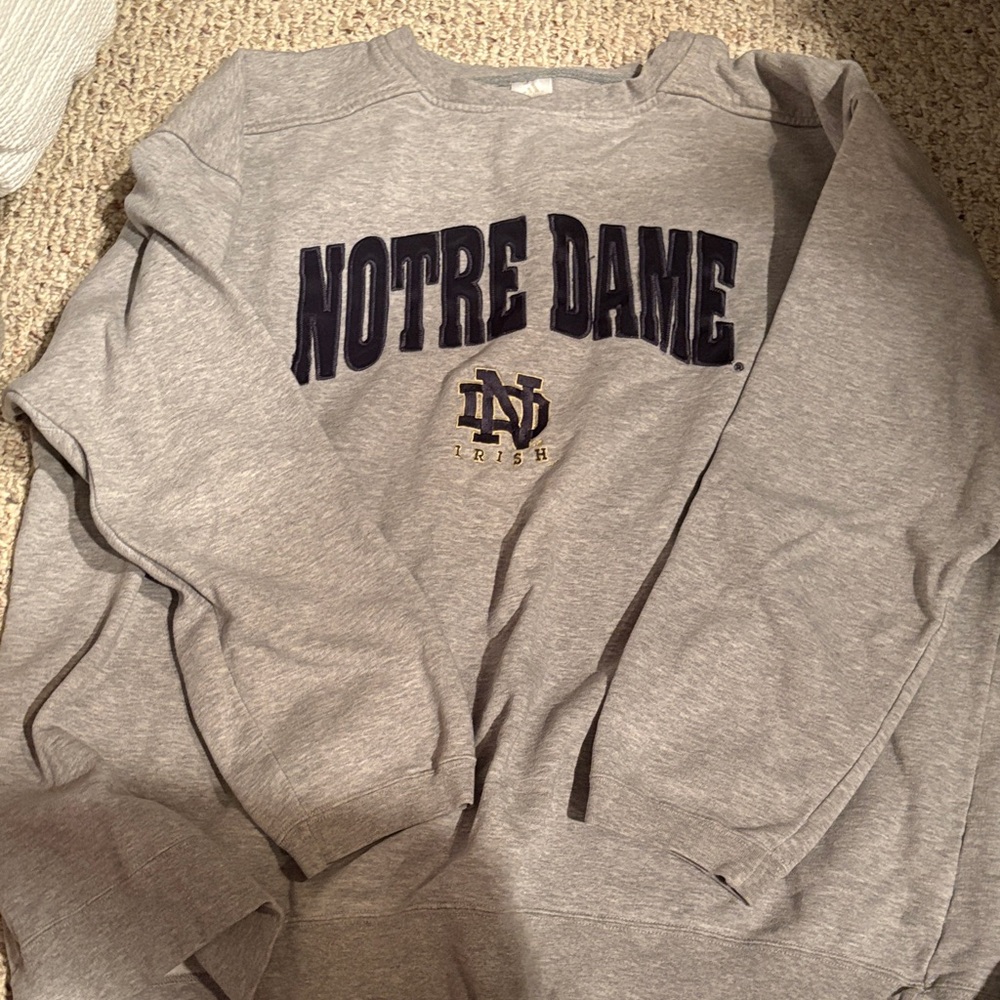2000s Adidas Notre Dame Gray Sweatshirt Embroidered